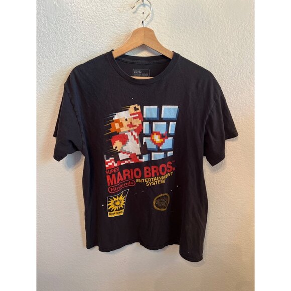 Super Mario Bros. NES Cover Graphic T-Shirt Nintendo Retro Gamer Tee Size M Tee - Picture 1 of 5